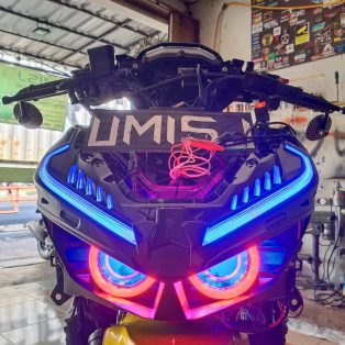 Custom lampu honda vario led new dengan double proji hid plus drl alis sen running AE Cob